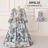 Vestido de una pieza para niños, Vestido de princesa estampado de manga larga, Atuendo de actuación para niños