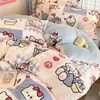 Juego de Cuatro Piezas de Terciopelo de Leche Cálido de Invierno Espeso Coral Fleece Franela Funda de Edredón Juego de Tres Piezas para Dormitorio de Estudiante