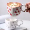 Taza de Café Estilo Pastoral Juego de Taza y Platillo para Café Taza con Mango de Corazón Creativo Taza de Agua con Forma de Corazón