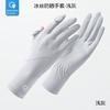 Guantes de seda de hielo de primavera y verano para mujer, anti-ultravioleta C5, nailon fresco, parasol extendido, transpirable, antideslizante, con fugas, pantalla táctil de dos dedos
