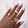 Amazon AliExpress Más Vendido Anillo Moda Perla Calado Mariposa Esmalte Goteo Set de 7 Piezas Anillo Mujeres Venta al por Mayor