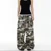 Pantalones de chándal anchos de estilo retro americano con camuflaje y cordón, diseño unisex, holgados y casuales, adecuados para deportes y ropa de trabajo