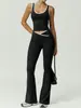 Pantalones de Yoga, Ajustados, de Secado Rápido, Ligeramente Acampanados, Pantalones de Pierna Ancha de Cintura Alta Cruzados, Hermoso Top sin Mangas para Espalda, Conjunto de Yoga para Fitness, Transpirable y de Secado Rápido