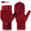 Novas luvas de tricô femininas para outono e inverno com cobertura flip, espessadas para aquecimento, adequadas para escrever e uso ao ar livre, luvas sem dedos para proteção contra o frio