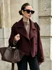 Abrigo de Lana Marrón Estilo Corto para Viajeros Europeos y Americanos, Invierno 2026, Chaqueta de Lana de Doble Botonadura Holgada de Alta Gama para Mujer
