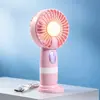 Ventilador de mano portátil con pantalla digital inteligente y base soporte para teléfono móvil, 10 velocidades de viento ajustables, carga de escritorio, ventilador pequeño