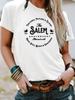 Estação Independente Verão Transfronteiriço Europeu e Americano Padrão SALEM Gola Redonda Pulôver Manga Curta ebay Camiseta Feminina