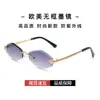 Gafas de sol metálicas con cabeza de leopardo para hombre sin montura con diamantes personalizadas de moda para mujer nuevas gafas de sol para el sol transfronterizas europeas y americanas