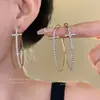 Pendientes Redondos de Diamante Cruzados de Aguja Plateada Lujo Ligero Pendientes de Gama Alta Personalidad Simple Moda Versátil Pendientes Venta al por Mayor