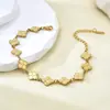 Moda Europeia e Americana Personalidade Estilo Old Money Trevo de Quatro Folhas Aço Inoxidável Banhado a Ouro 18k Pulseira Feminina Versátil