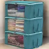 Caja de almacenamiento textil para dormitorio, organizador de ropa para edredones de algodón, bolsa de almacenamiento visible a prueba de polvo, bolsa de almacenamiento plegable