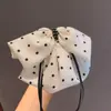 Pinza de Garra con Cinta de Lazo de Lunares Moda Blanco y Negro Accesorios para el Cabello de Alta Gama para Mujer Pasador para el Cabello Nuevo 2026 Pasador para la Parte Posterior de la Cabeza