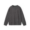 Nueva Camiseta de Manga Larga para Hombre Otoño 2026 Estilo Old Money Cuello Henley Holgada Talla Grande Casual Camiseta Capa Base Hombre