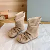 Botas de Ballet Estilo Coreano para Niñas 2026 Otoño Nuevo Zapatos de Tacón Único con Lazo Francés Botas Volantes Adelgazantes Retro para Niños
