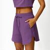 Top casual europeu e americano solto com meio zíper e lapela, sem mangas; calça casual; shorts com cadarço; conjunto de três peças para treino