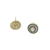 Brincos Exquisitos de Zircônia Azul Marinho Simples, Brincos Redondos em Forma de Escudo com Pino de Prata 925 Femininos, Atacado de Cristal do Fabricante