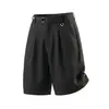Shorts de traje vaporosos para verano, con cinturón ajustable, corte recto tridimensional, pantalones casuales plisados de longitud media con un toque de alta gama