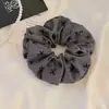 Lazo de Puntos Grises para el Cabello para Mujer 2024 Nuevo Estilo Serie Gris Scrunchie Cuerda Elegante para Cola de Caballo Baja