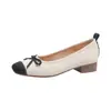 Zapatos planos estilo Chanel para mujer, de punta cuadrada, con bloques de color y lazo, zapatos Mary Jane estilo francés para ir al trabajo, zapatos para mujer de talla grande