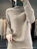 Suéter Básico de Gola Alta para Mulheres, Outono e Inverno Aconchegante Engrossado Slim Fit Tricô 100% Lã