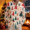 Comercio Exterior Transfronterizo Nuevo Festival Navideño Europeo y Americano Camisa Casual Impresa en 3D Camisa de Manga Larga de Moda para Hombre