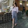 Traje de Moda Antiedad para Mujer Primavera Temprana 2025 Nuevo Falda Floral Irregular Suelta Camisa Camiseta Versátil Protectora del Sol