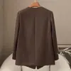 Blazer de Hombro Recto Estilo Vintage Lote Pequeño Nuevo Primavera 2026 para Mujer Chaqueta de Traje 100% Lana Finamente Hilada