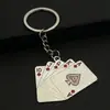 Venda Direta de Fábrica de Cartas de Baralho Simuladas Flush Flush Chaveiro de Metal Acessórios para Chaveiro Pequenos Presentes Criativos