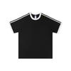 Camiseta de Color de Contraste Simple y de Moda con 3 Rayas Cuello Redondo Holgada Casual Manga Corta Vestido Parin-niño Logotipo Impreso Personalizado
