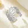 Venta Caliente Europea y Americana Estilo Retro Anillo de Onda Sonora de Barra Larga Geométrica de Acero de Titanio Acero Inoxidable Simple Anillo de Dedo