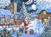 Divertido Papá Noel y Muñeco de Nieve Pintura en Lienzo Mural Póster Arte de Pared Dormitorio Sala de Estar Pintura Decorativa Moderna