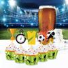 WB058 Decoración de postres con borde deportivo de fútbol, tarjeta de inserción para pastel, mesa de postres, 20 juegos para hornear