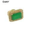 Anillo rectangular de cuarzo con incrustaciones de pequeños zircónes en color piedra natural MR023 British Plus para niñas, joya esencial para fiestas
