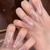 Lágrimas de Beleza Arte de Unhas Rosa Delicada com Gradiente e Toque Luxuoso