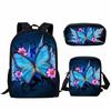 Mochila Estampado Creativo para Estudiante Set de Tres Piezas Serie Mariposa 3D Mochila Combinada de Gran Capacidad para Computadora para Hombre y Mujer