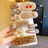 Otoño e invierno leche Pasador de felpa de oso pardo para niños pasador tejido ins dulce niña clip para flequillo lateral pasador para cabello suelto