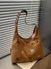 Bolsa de Lona Bordada Cartoon Casual Feminina 2026 Nova Bolsa Tote de Grande Capacidade Versátil para o Dia a Dia Bolsa de Ombro Único