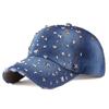 Boné de beisebol com strass de estrela Chapéu jeans com diamante Chapéu de estrela pequena Chapéu de sol feminino de verão Boné com aba Chapéu feminino
