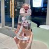 Procesamiento de Taza Escala Personalizada con Popote Gatito de Dibujos Animados Taza de Agua Deportiva con Cuerda para Llevar Anti-Caídas y Resistente al Calor Taza Portátil con Popote