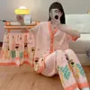 Kimono Nuevo Estilo al por Mayor Labubu Conjunto de Tres Piezas Pijamas Populares para Mujer Verano Comercio Exterior Transfronterizo Sudeste Asiático Ropa de Casa