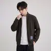 Cardigan de Punto Minimalista de Lujo Ligero Estilo Old Money para Hombre con Cuello Alto y Cremallera Suéter Holgado Versátil Ropa de Abrigo Top de Gama Alta