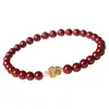 Pulsera de Cinabrio Real para Mujer Estilo Ins Año del Tigre Animal Año Calavera Cuentas Arena Púrpura Dorada Pulsera para Mujer Regalo