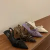 2026 Nuevos Zapatos de Tacón Altos de Exquisito Temperamento Francés para Mujer Punta Fina sin Cierre Sandalias con Tira en el Talón y Lazo