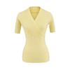 Nueva Camiseta Básica de Punto con Cuello en V Cruzado, Top Ajustado de Manga Corta y Cintura Alta para Mujer, Camiseta Corta de Seda de Hielo para Mujer Verano