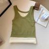 Chaleco Cálido de Otoño e Invierno para Mujer con Forro de Lana Engrosado Ajustado Prenda Base sin Mangas Color Sólido Ropa Exterior Calefactora Tirantes Ropa Interior Cálida Ropa Interior Térmica para Mujer