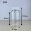 30 50 100ml garrafa plástica transparente de boca larga frasco para pó de partícula frasco PET para líquido selado com tampa