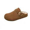 3.5cm de Altura Interior Suela Gruesa Punta Cerrada Medias Pantuflas para Mujer Uso Exterior 2026 Otoño Nuevo Sin Cordones Birken Pantuflas de Algodón