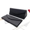 Fabricante de cajas plegables triangulares para gafas de sol, resistentes a la compresión y portátiles, con estuche para gafas plegables triangulares, color negro Saffiano