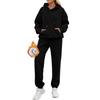 Nuevo Sudadera con Capucha de Terciopelo de Color Puro de Manga Larga Otoño e Invierno Europeo y Americano Conjunto de Traje de Pantalón Casual de Moda para Mujer