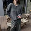 Cardigan de Tricô Integrado Sem Costura Série Lafu Mistura de Lã Cashmere 5% e Seda Suéter Feminino para Outono